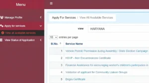 Saral Haryana portal 2026 Apply for Services 