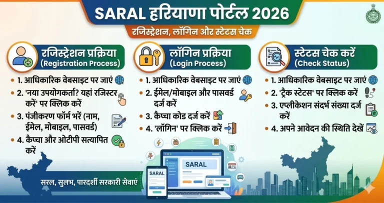 SARAL हरियाणा पोर्टल 2026 – रजिस्ट्रेशन, लॉगिन और स्टेटस चेक