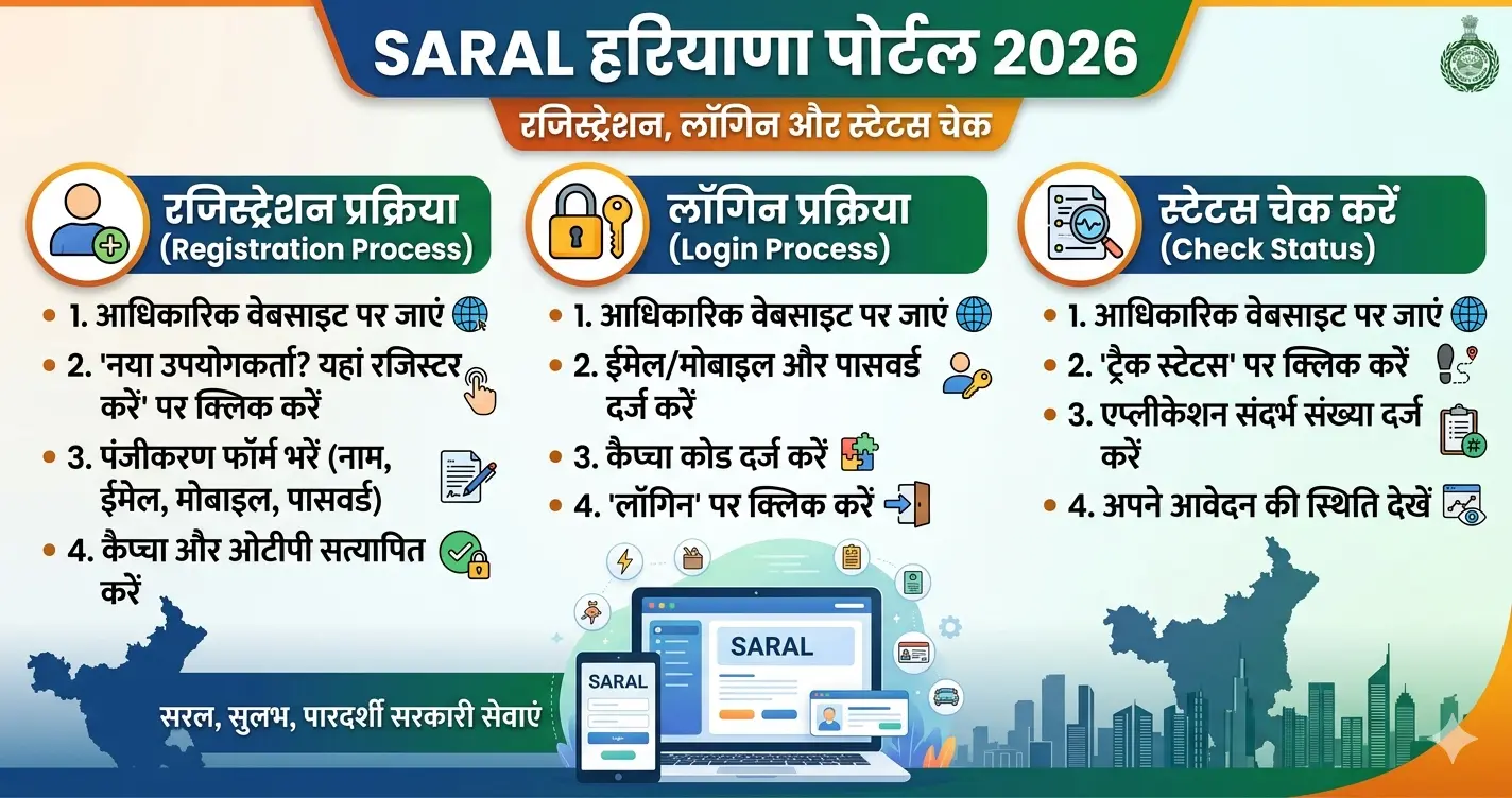SARAL हरियाणा पोर्टल 2026 – रजिस्ट्रेशन, लॉगिन और स्टेटस चेक